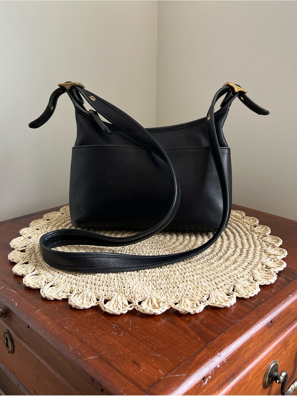 Vintage Coach Hippie Flap Saddle Bag Black Leather 9134 Crossbody Shoulder 90s